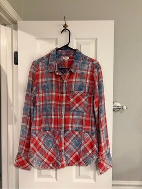 Dylan True Grit Acid Wash Plaid Shirt Large
